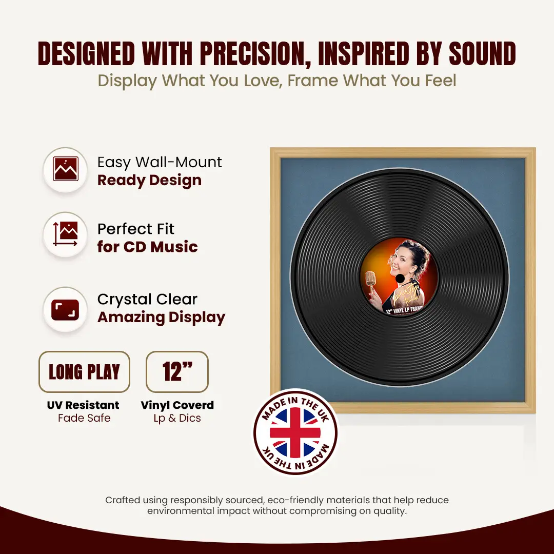 16x16" Classic Country Pine Vinyl Record Frame With Pompador Mount For 12" LP Discs | Contemporary Wall Display thumbnail 8