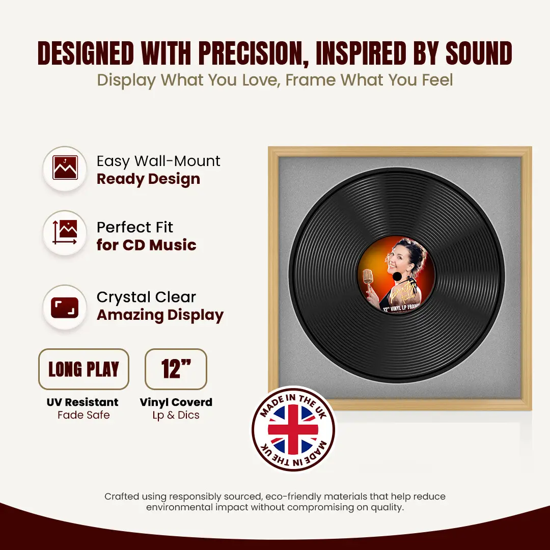 16x16" Classic Country Pine Vinyl Record Frame With Silver Mount For 12" LP Discs | Contemporary Wall Display thumbnail 8