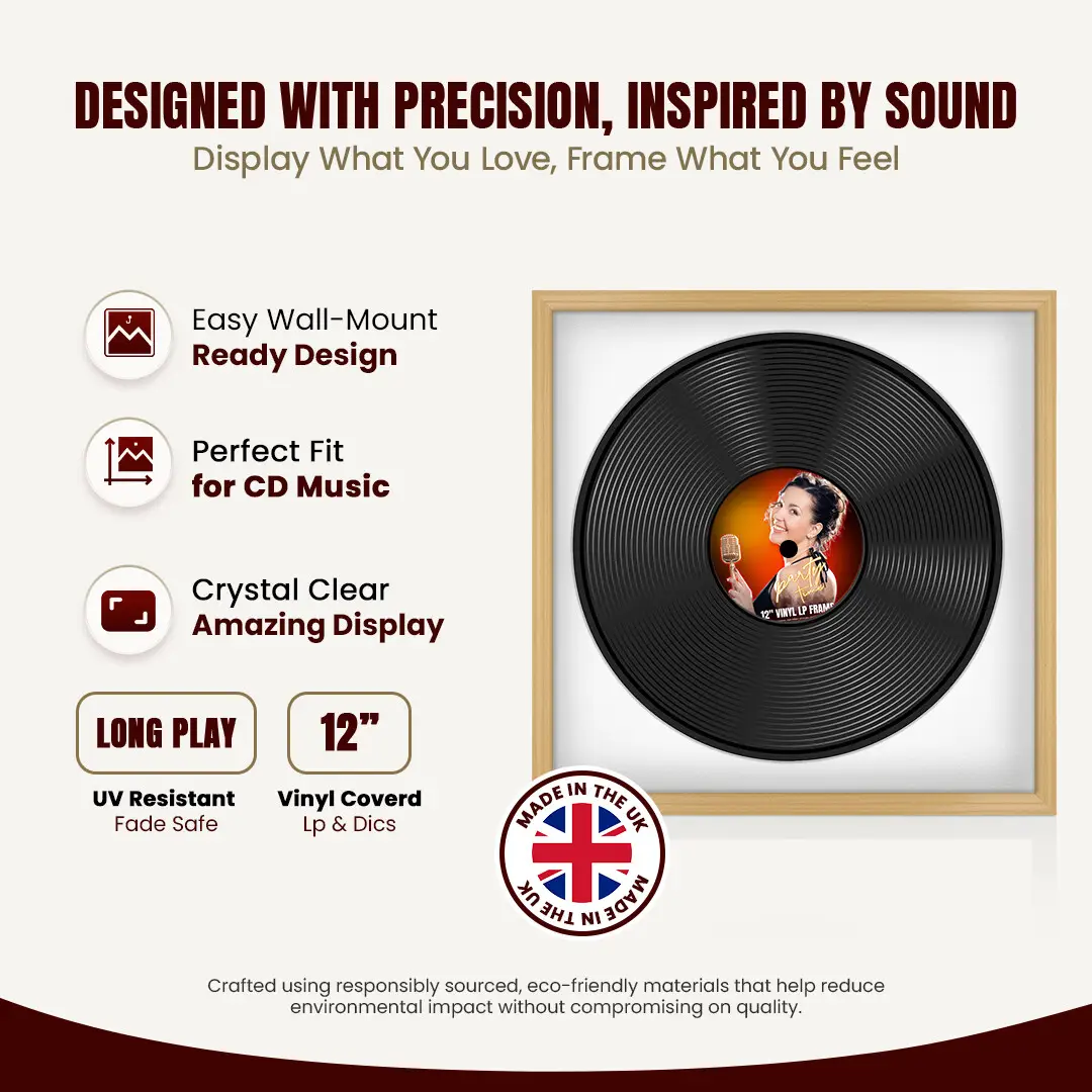 16x16" Classic Country Pine Vinyl Record Frame With Ice White Mount For 12" LP Discs | Contemporary Wall Display thumbnail 8