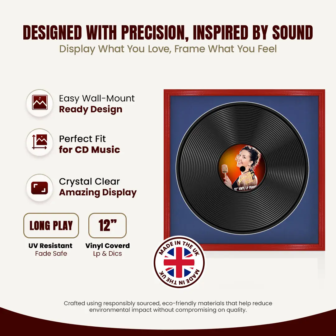 16x16" Classic Vinyl Record Frame With Black Mount For 12" LP Discs | Contemporary Wall Display thumbnail 8