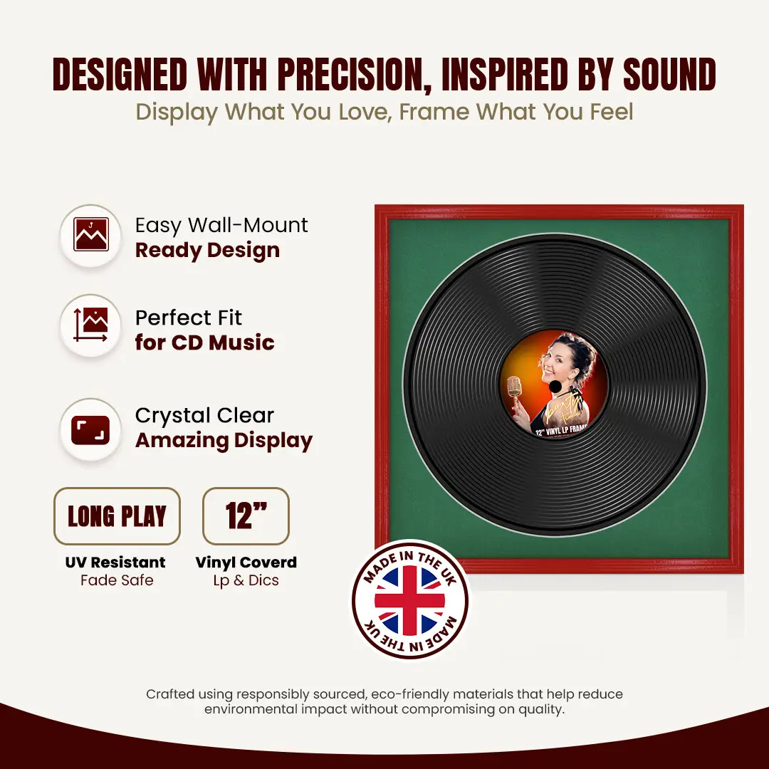 16x16" Classic Vinyl Record Frame With Black Mount For 12" LP Discs | Elegant Frame For Music Lovers thumbnail 8