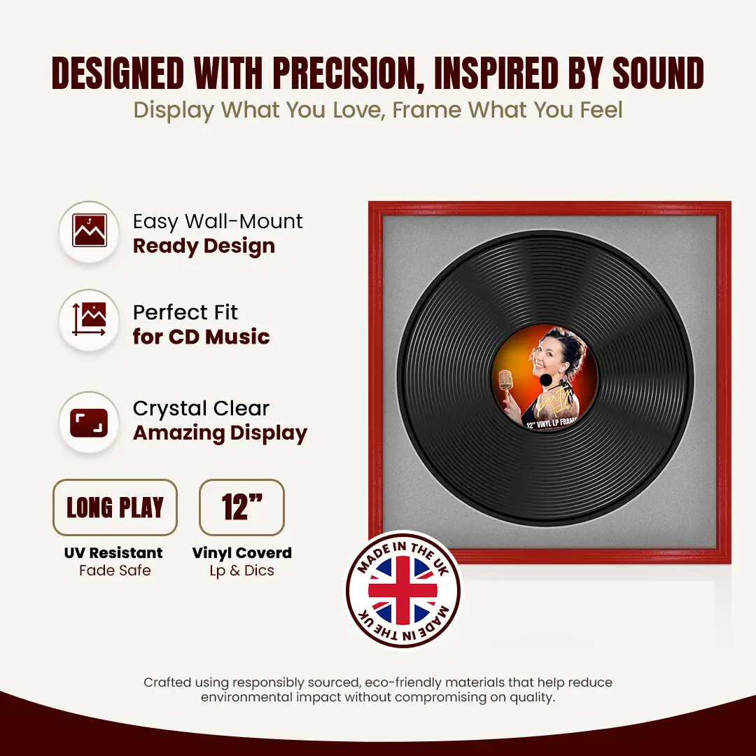 16x16" Classic Vinyl Record Frame With Black Mount For 12" LP Discs | Contemporary Wall Display thumbnail 8
