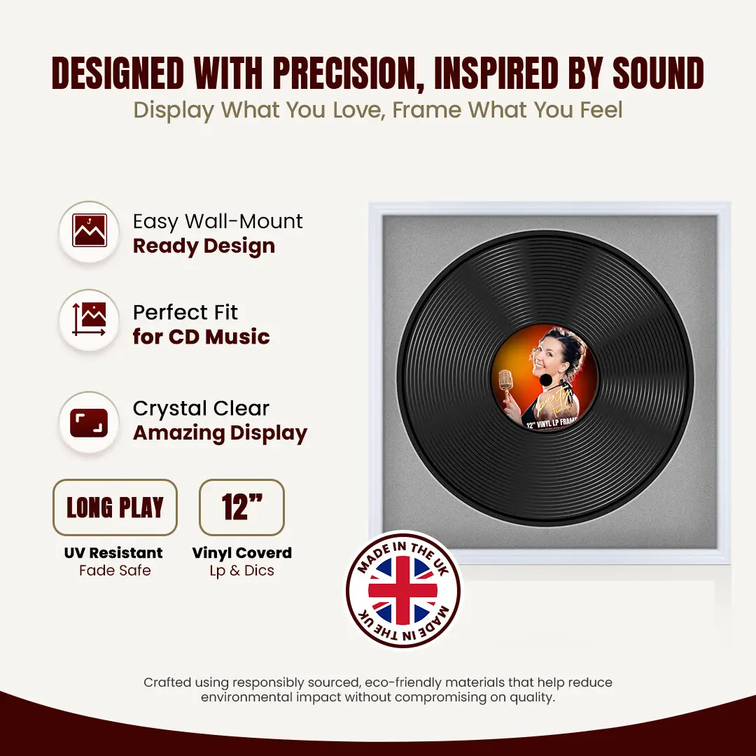 16x16" Classic White Vinyl Record Frame With Silver Mount For 12" LP Discs | Premium Wall Frame For Music Enthusiasts thumbnail 8