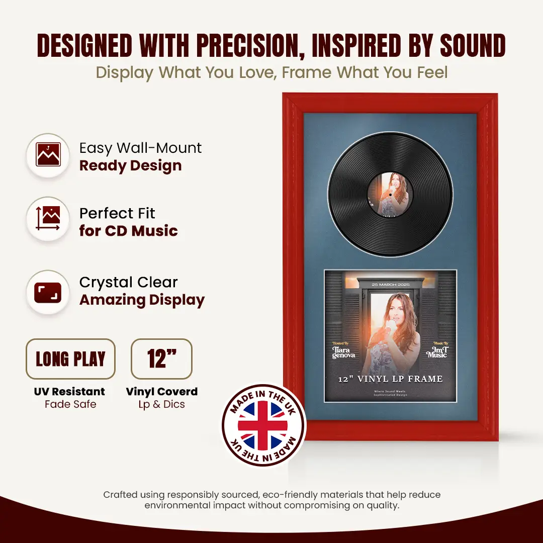 30x17" Classic Vinyl Record Frame With Silver Mount | Displays 12" LP Cover & Disc Side by Side thumbnail 8