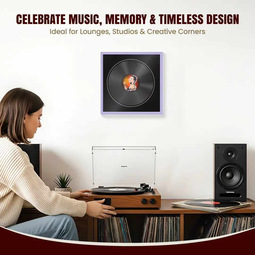 16x16" Classic Purple Vinyl Record Frame With Black Mount For 12" LP Discs | Elegant Frame For Music Lovers thumbnail 4