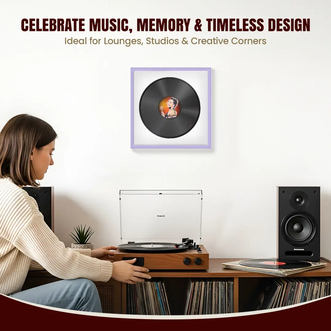 16x16" Classic Purple Vinyl Record Frame With Ice White Mount For 12" LP Discs | Elegant Frame For Music Lovers thumbnail 4