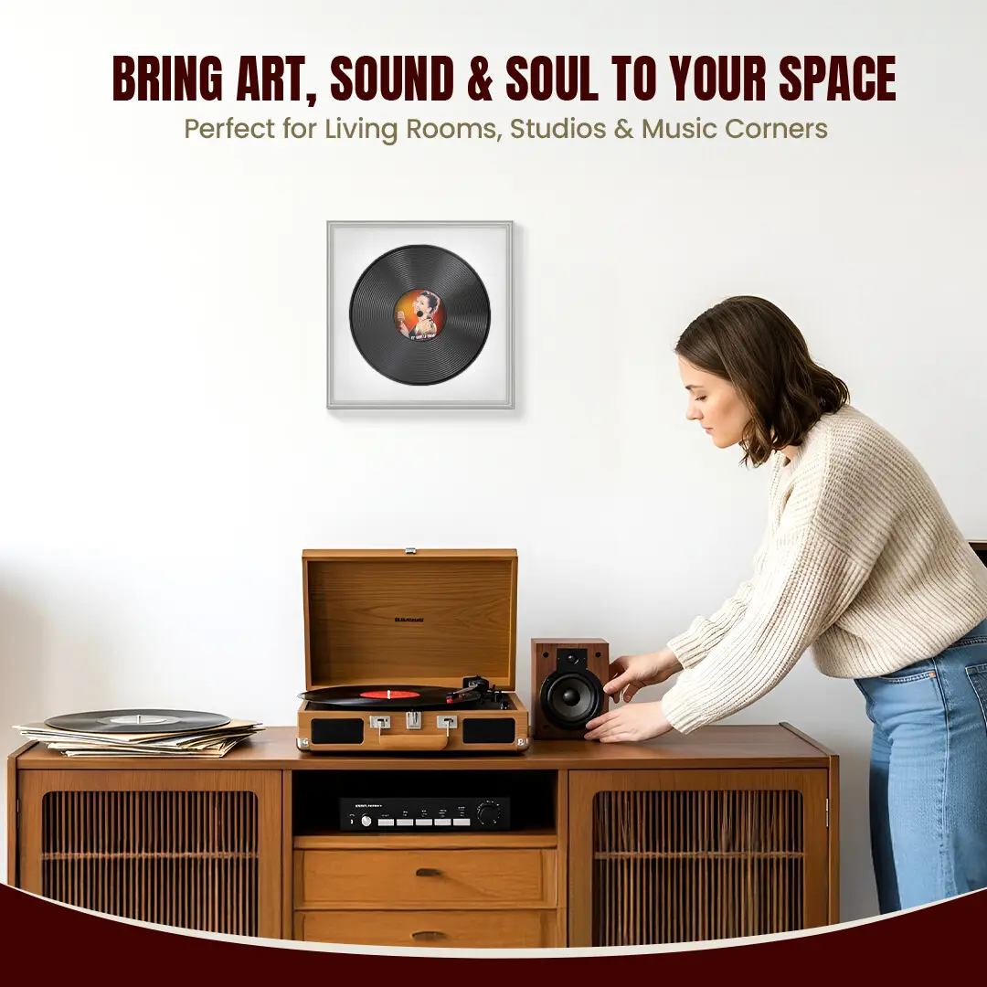 16x16" Classic Light Grey Vinyl Record Frame With Ice White Mount For 12" LP Discs | Premium Wall Frame For Music Enthusiasts thumbnail 6