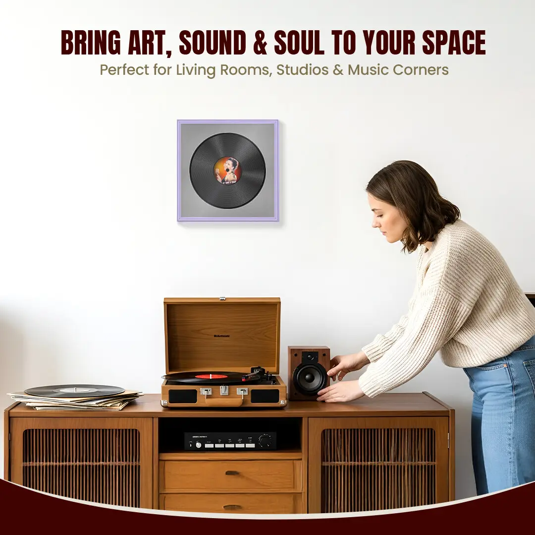 16x16" Classic Purple Vinyl Record Frame With Silver Mount For 12" LP Discs | Premium Wall Frame For Music Enthusiasts thumbnail 6