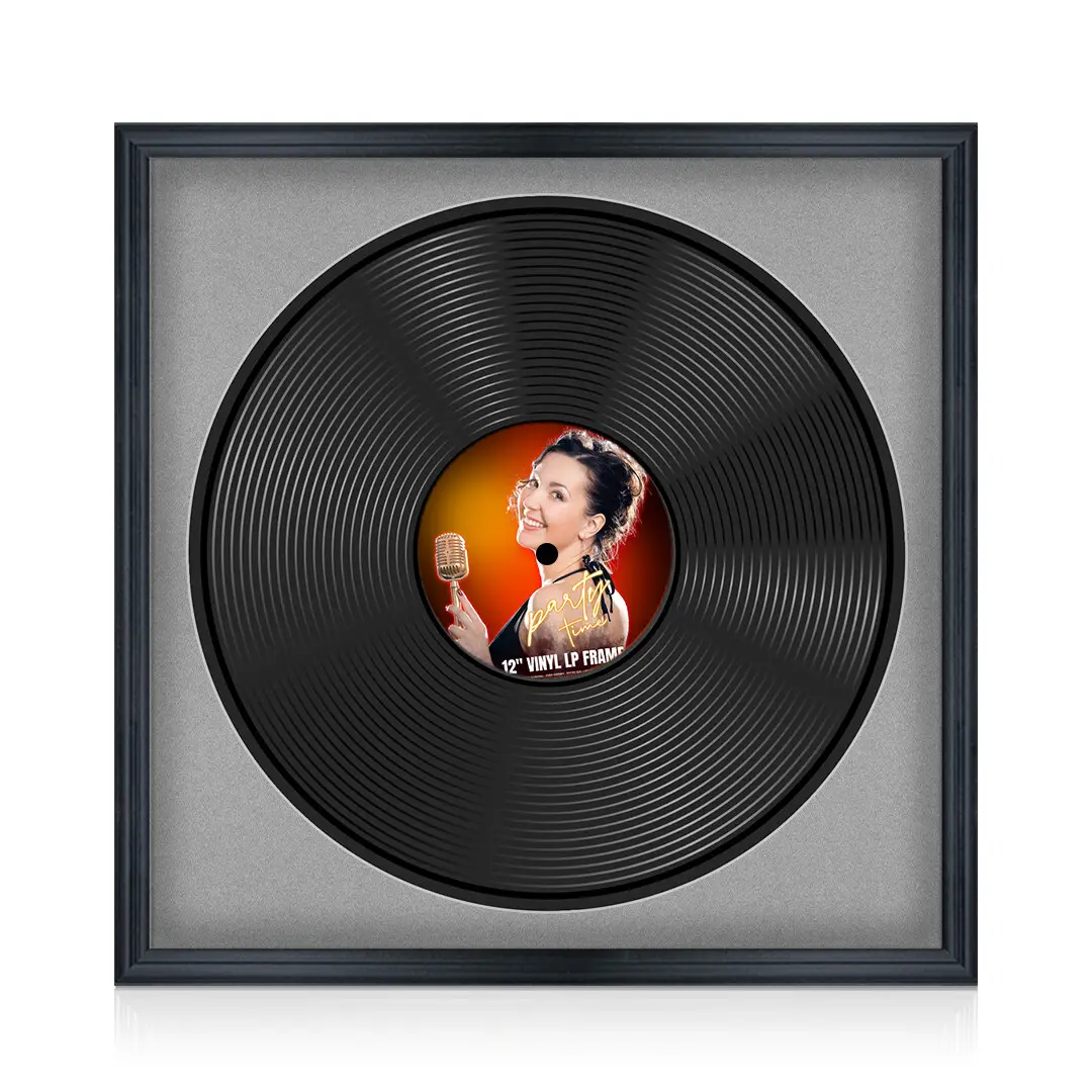 16x16" Classic Black Vinyl Record Frame With Black Mount For 12" LP Discs | Elegant Frame For Music Lovers