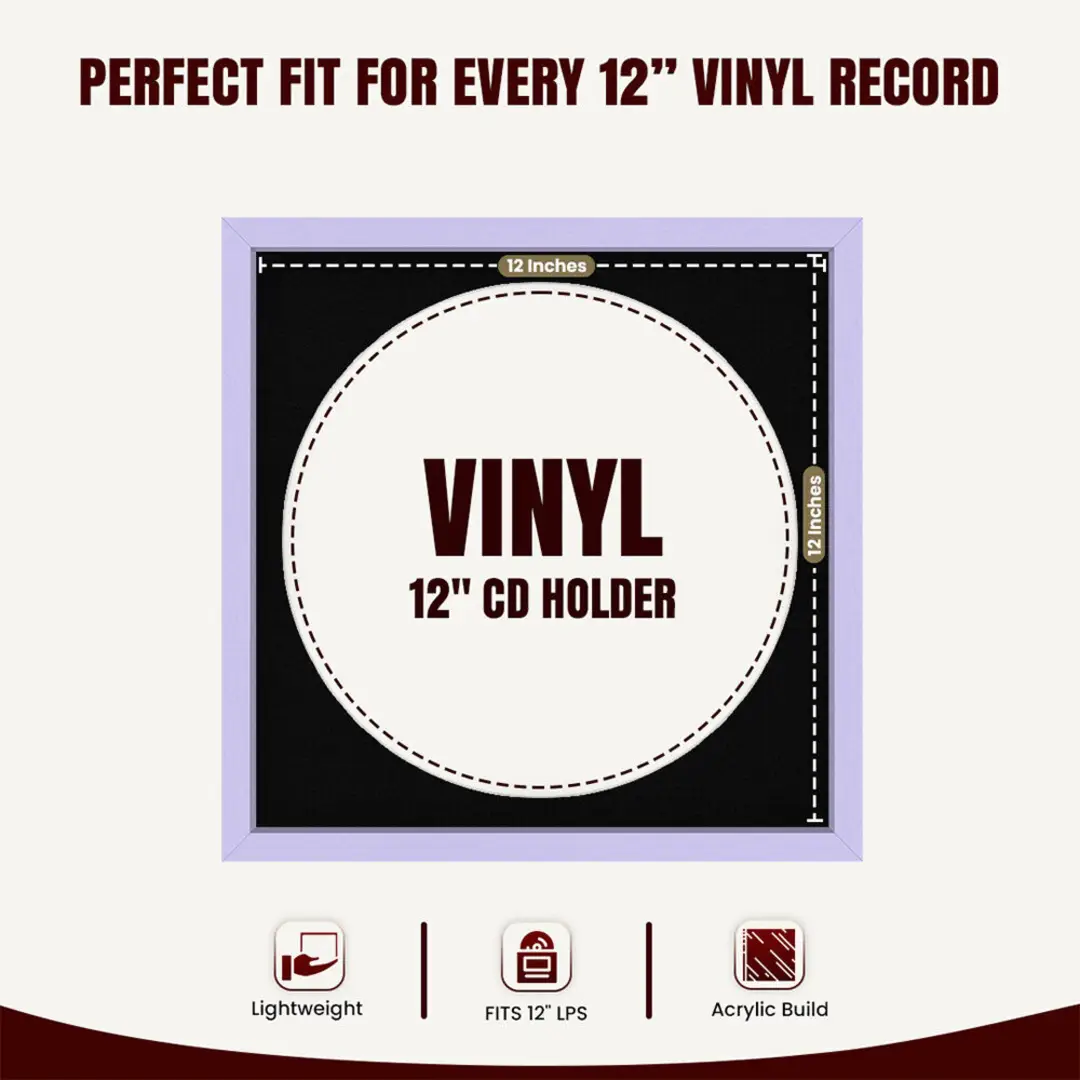 16x16" Modern Sleek Purple Vinyl Record Frame With Black Mount For 12" LP Discs | Premium Wall Frame For Music Enthusiasts thumbnail 3