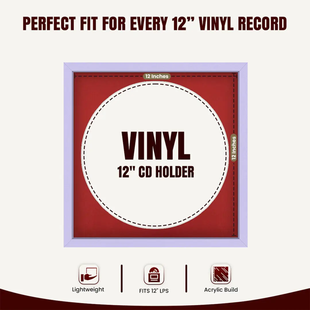 16x16" Modern Sleek Purple Vinyl Record Frame With Crimson Mount For 12" LP Discs | Contemporary Wall Display thumbnail 3