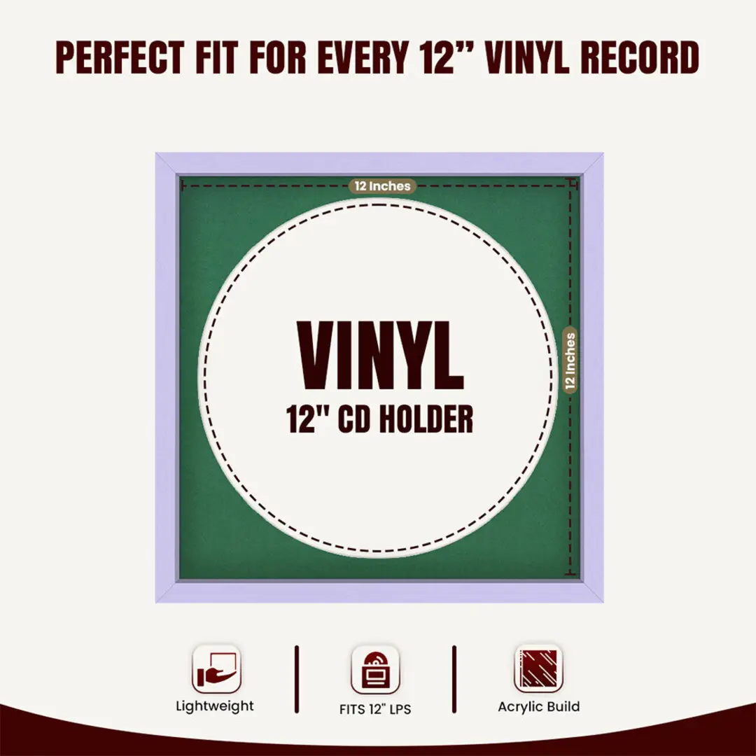 16x16" Modern Sleek Purple Vinyl Record Frame With Black Mount For 12" LP Discs | Premium Wall Frame For Music Enthusiasts thumbnail 3