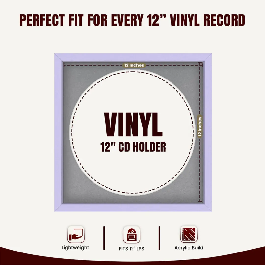 16x16" Modern Sleek Purple Vinyl Record Frame With Black Mount For 12" LP Discs | Premium Wall Frame For Music Enthusiasts thumbnail 3