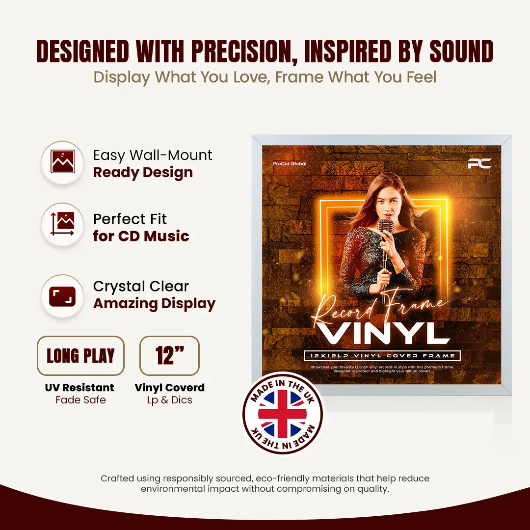 12x12" Modern Sleek Silver Vinyl Record Frame For 12" LP Album Covers | Elegant Music Display For Wall thumbnail 8