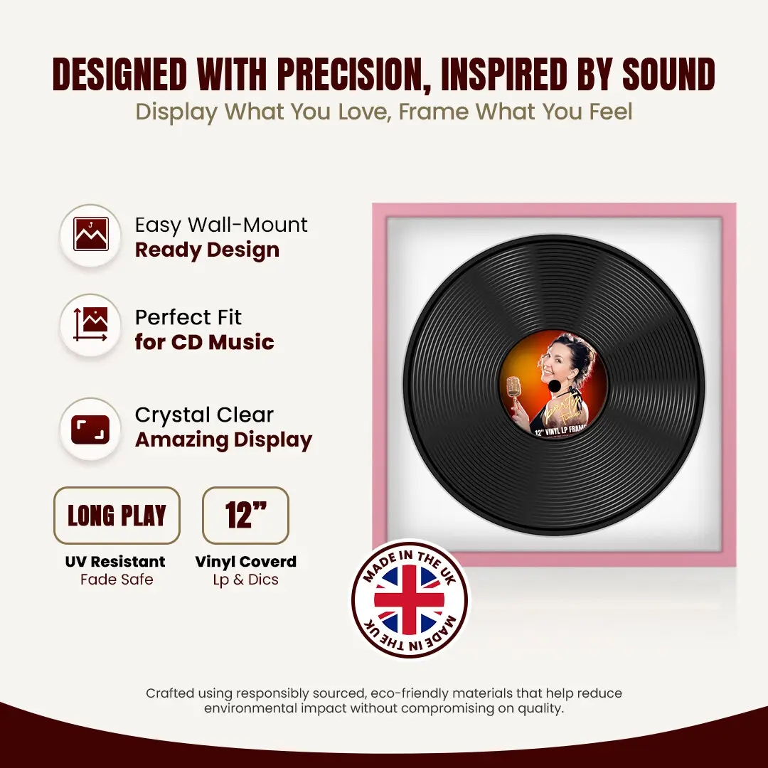 16x16" Modern Sleek Pastel Pink Vinyl Record Frame With Ice White Mount For 12" LP Discs | Contemporary Wall Display thumbnail 8
