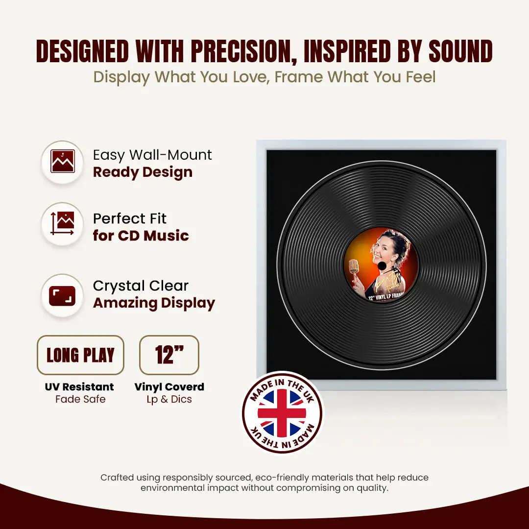 16x16" Modern Sleek Silver Vinyl Record Frame With Black Mount For 12" LP Discs | Contemporary Wall Display thumbnail 8