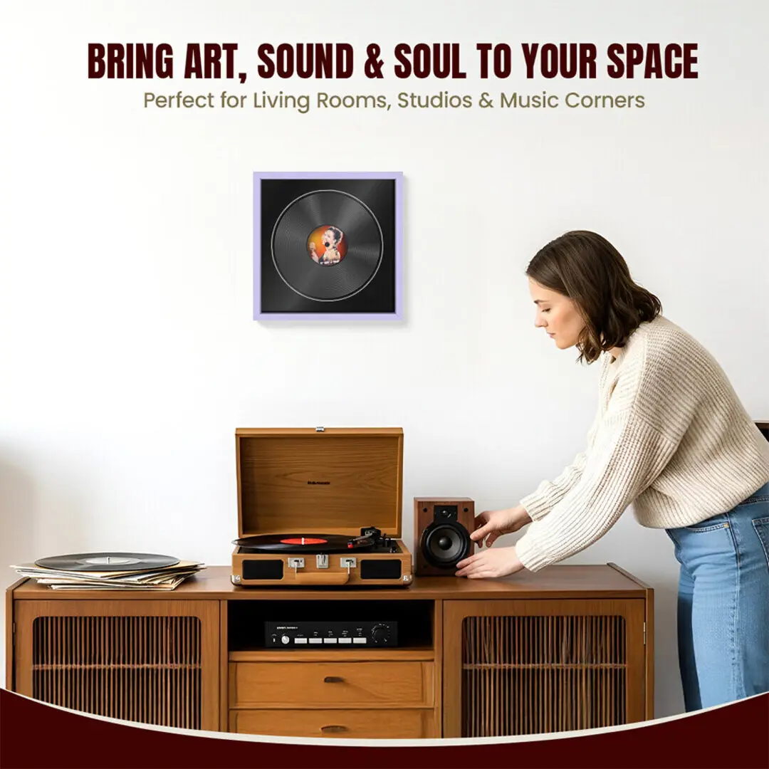 16x16" Modern Sleek Purple Vinyl Record Frame With Black Mount For 12" LP Discs | Premium Wall Frame For Music Enthusiasts thumbnail 6