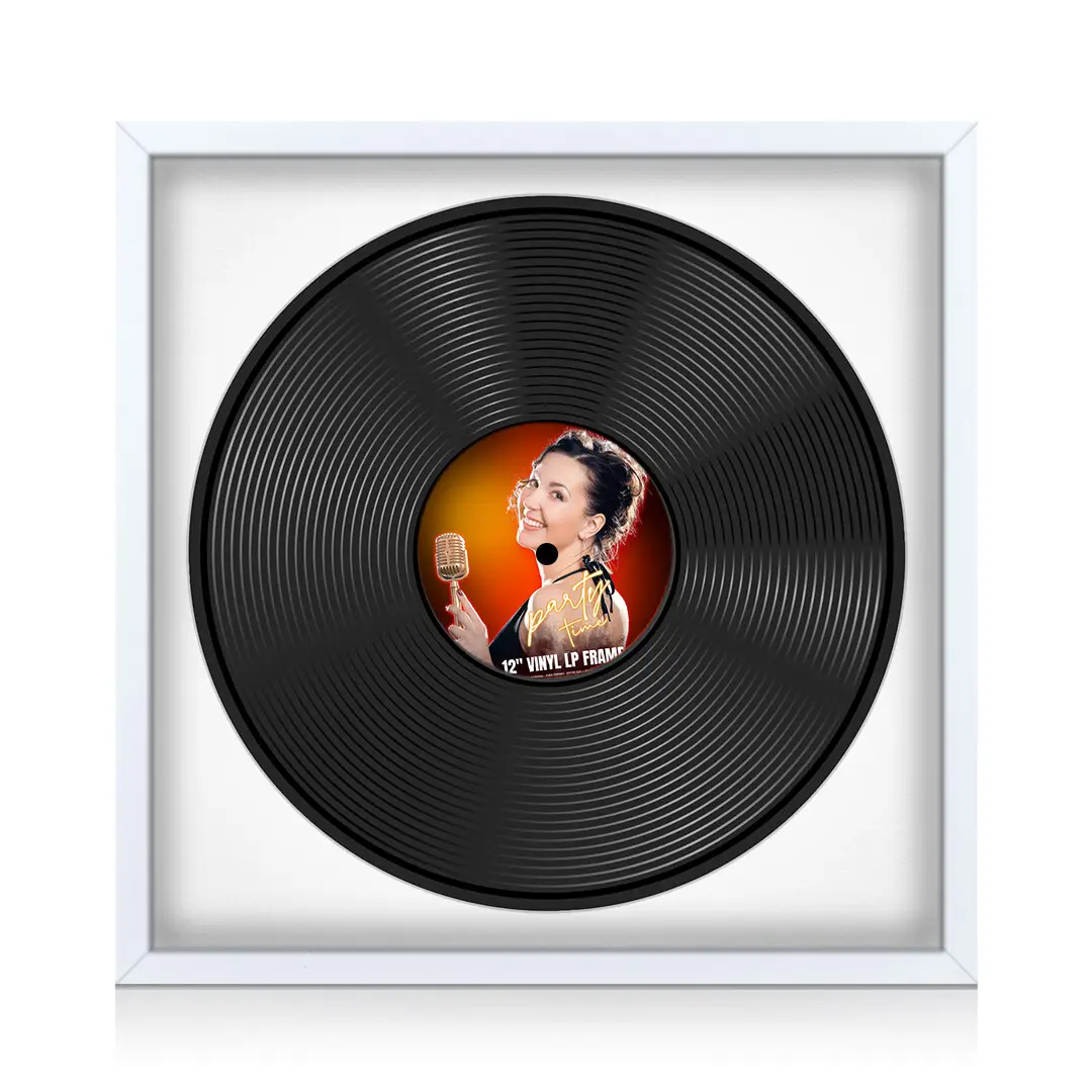 16x16" Modern Sleek White Vinyl Record Frame With Ice White Mount For 12" LP Discs | Premium Wall Frame For Music Enthusiasts