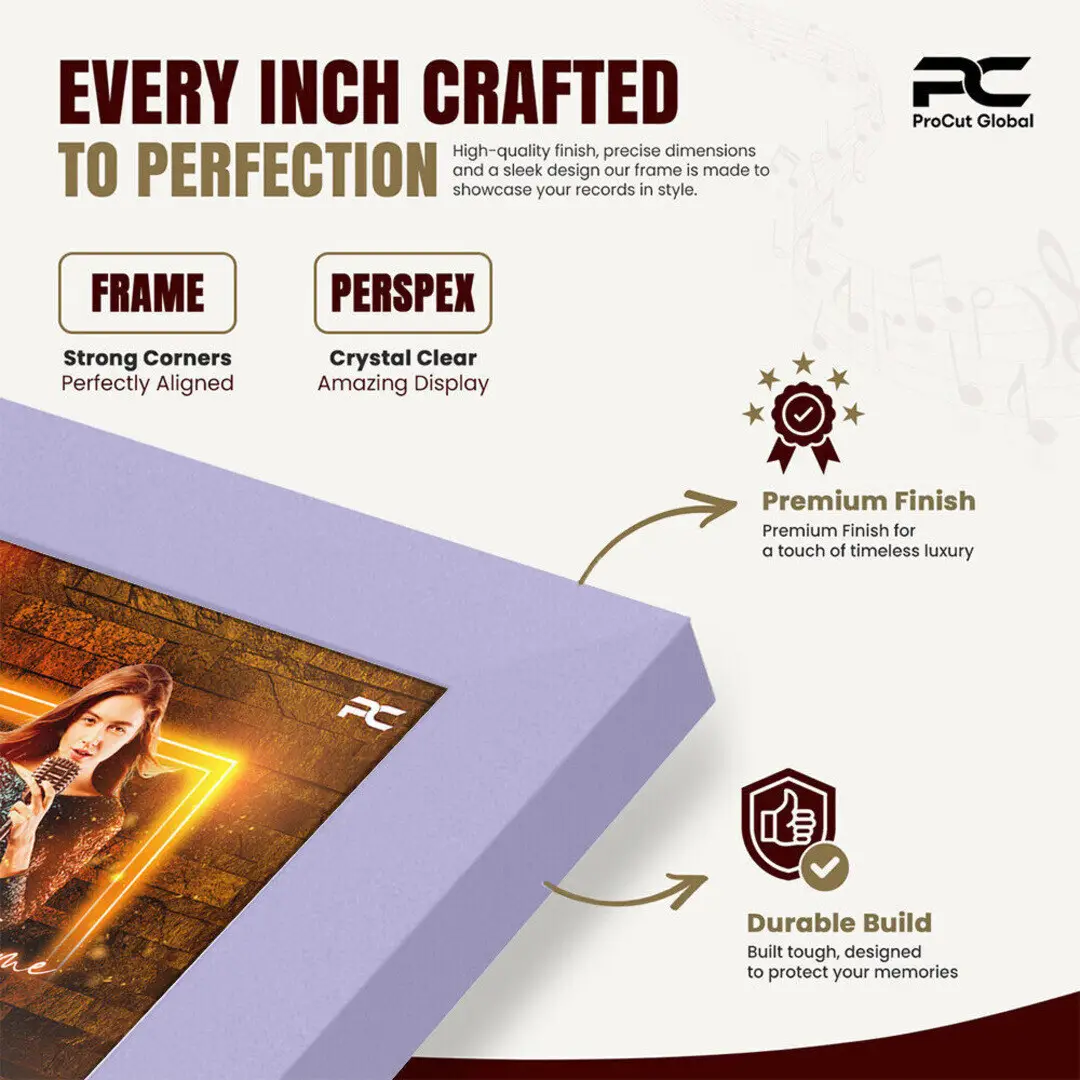 12x12" Modern Sleek Purple Vinyl Record Frame For 12" LP Album Covers | Elegant Music Display For Wall thumbnail 7