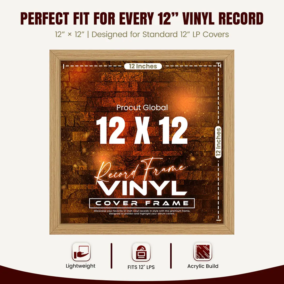 12x12" Modern Vinyl Record Frame For 12" LP Album Covers | Elegant Music Display For Wall thumbnail 3
