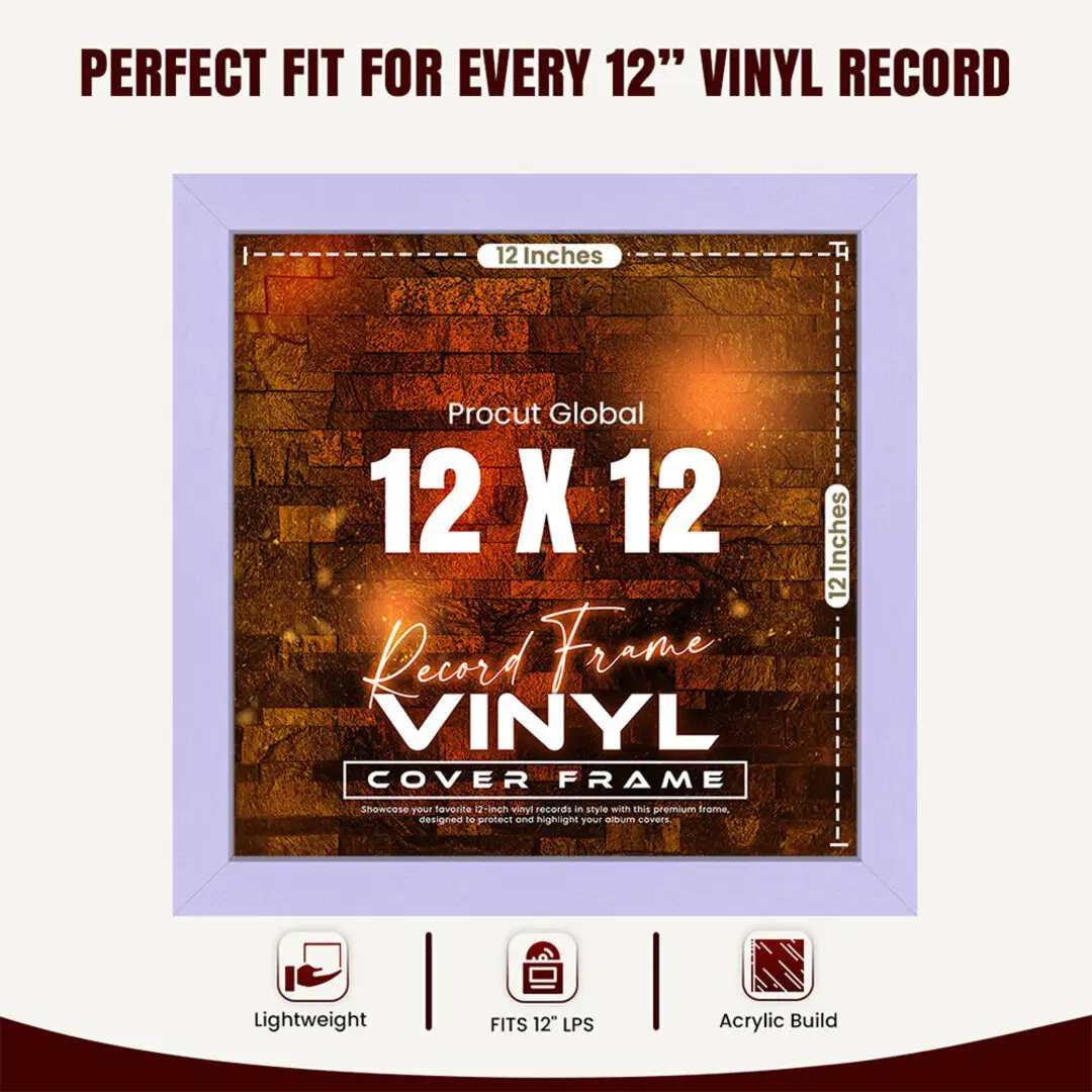12x12" Modern Purple Vinyl Record Frame For 12" LP Album Covers | Elegant Music Display For Wall thumbnail 3