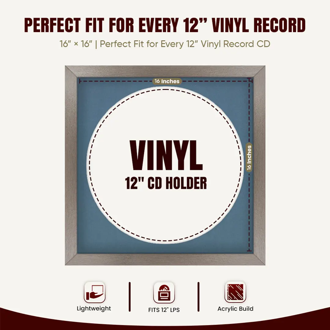 16x16" Modern Aluminium Vinyl Record Frame With Pompador Mount For 12" LP Discs | Premium Wall Frame For Music Enthusiasts thumbnail 3