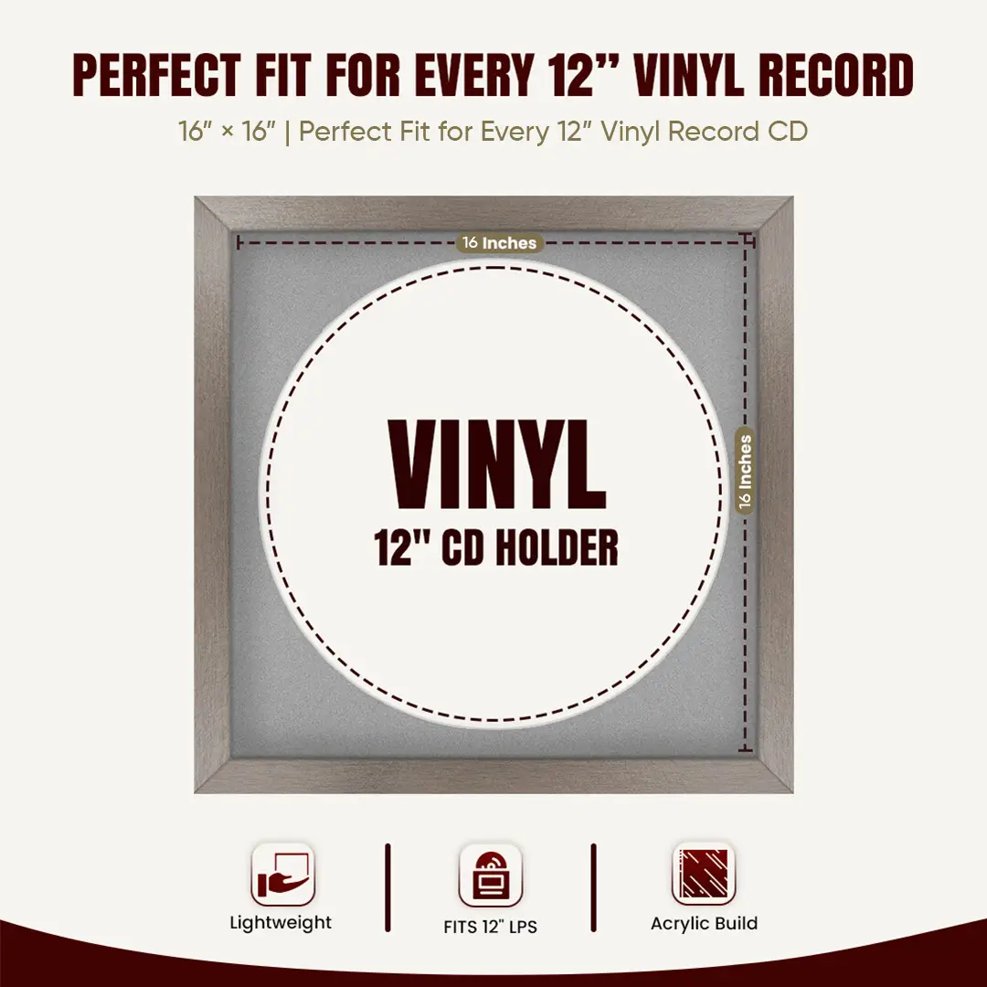 16x16" Modern Aluminium Vinyl Record Frame With Silver Mount For 12" LP Discs | Premium Wall Frame For Music Enthusiasts thumbnail 3