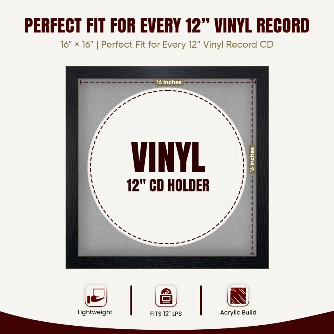 16x16" Modern Black Vinyl Record Frame With Silver Mount For 12" LP Discs | Contemporary Wall Display thumbnail 3