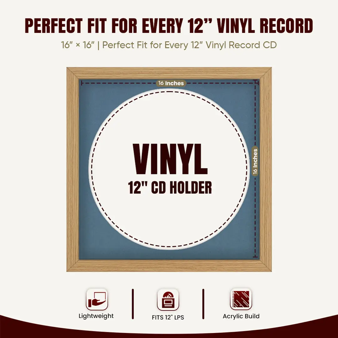 16x16" Modern Vinyl Record Frame With Pompador Mount For 12" LP Discs | Contemporary Wall Display thumbnail 3