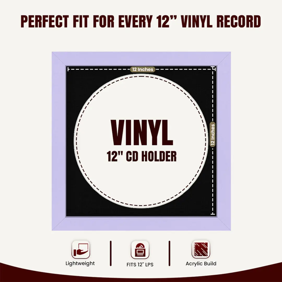 16x16" Modern Purple Vinyl Record Frame With Black Mount For 12" LP Discs | Contemporary Wall Display thumbnail 3