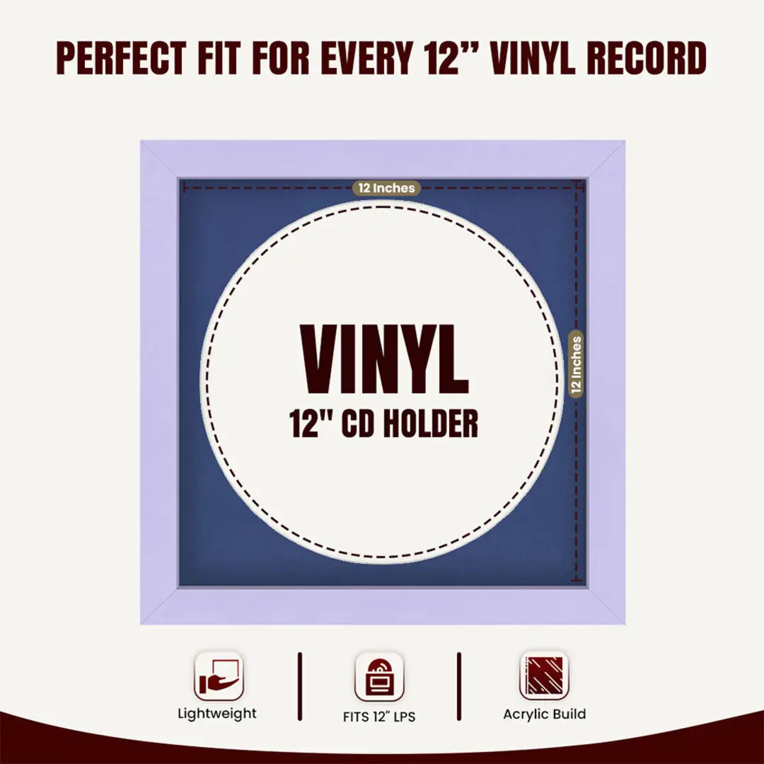 16x16" Modern Purple Vinyl Record Frame With Blue Mount For 12" LP Discs | Elegant Frame For Music Lovers thumbnail 3