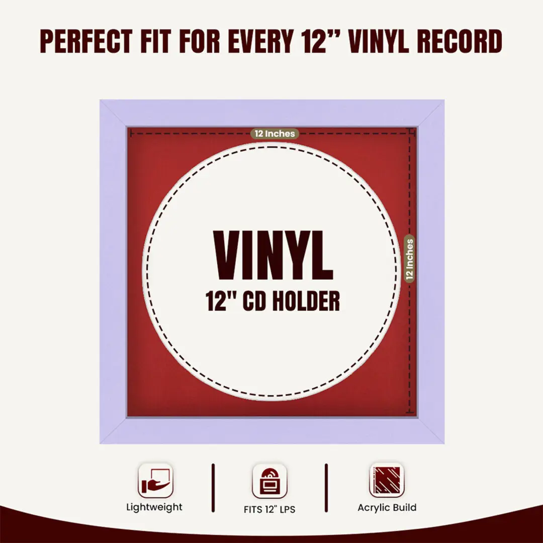 16x16" Modern Purple Vinyl Record Frame With Crimson Mount For 12" LP Discs | Elegant Frame For Music Lovers thumbnail 3