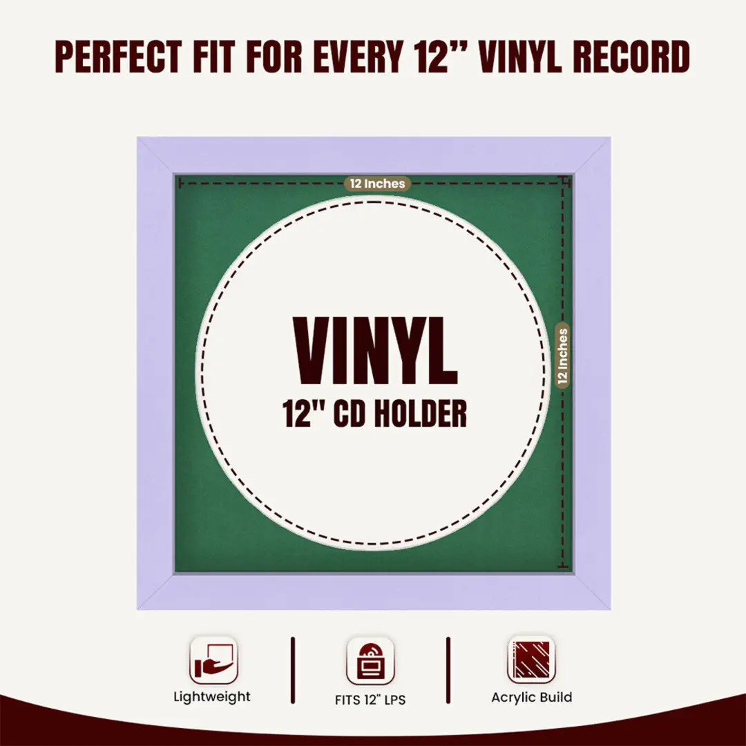16x16" Modern Purple Vinyl Record Frame With Emerald (Green) Mount For 12" LP Discs | Contemporary Wall Display thumbnail 3