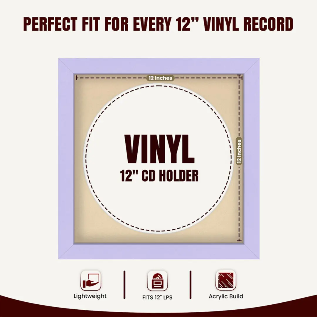 16x16" Modern Purple Vinyl Record Frame With Ivory Mount For 12" LP Discs | Premium Wall Frame For Music Enthusiasts thumbnail 3