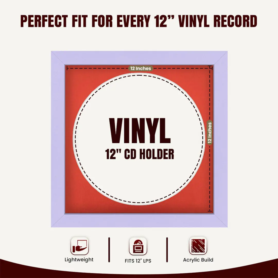 16x16" Modern Purple Vinyl Record Frame With Poppy Red Mount For 12" LP Discs | Elegant Frame For Music Lovers thumbnail 3