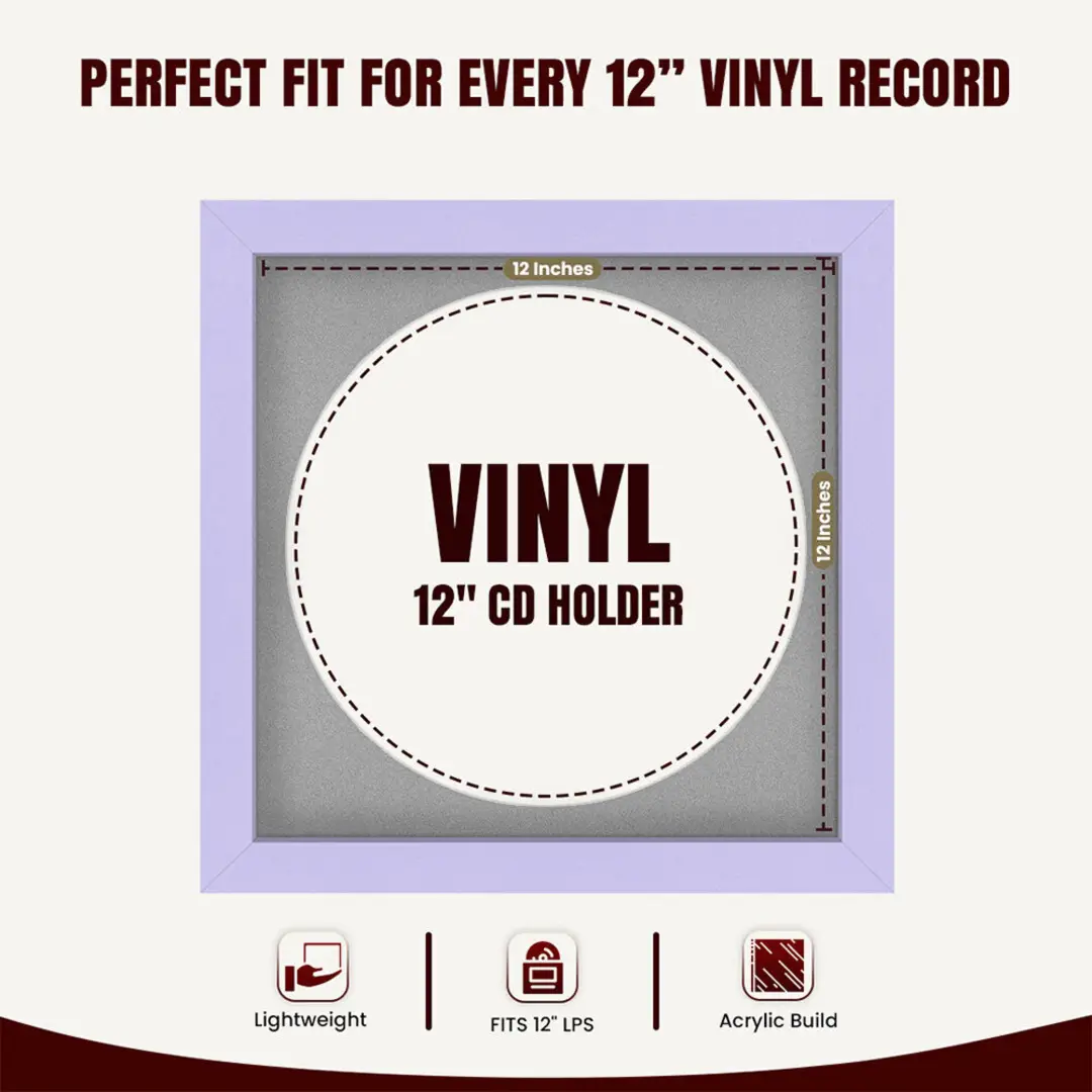 16x16" Modern Purple Vinyl Record Frame With Silver Mount For 12" LP Discs | Contemporary Wall Display thumbnail 3