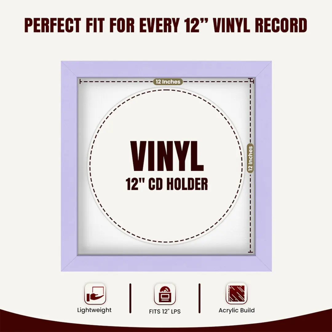 16x16" Modern Purple Vinyl Record Frame With Ice White Mount For 12" LP Discs | Contemporary Wall Display thumbnail 3
