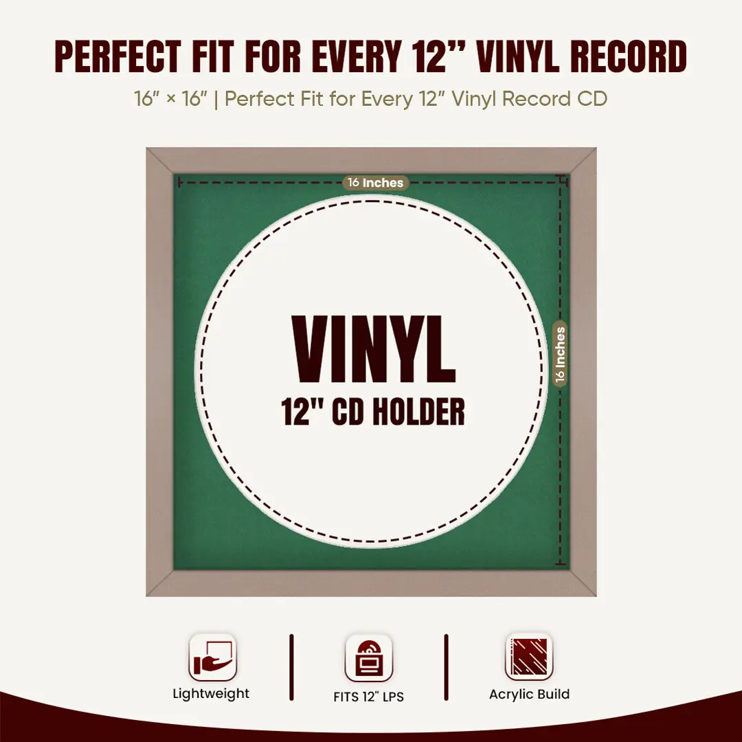 16x16" Modern Rose Gold Vinyl Record Frame With Emerald (Green) Mount For 12" LP Discs | Premium Wall Frame For Music Enthusiasts thumbnail 3