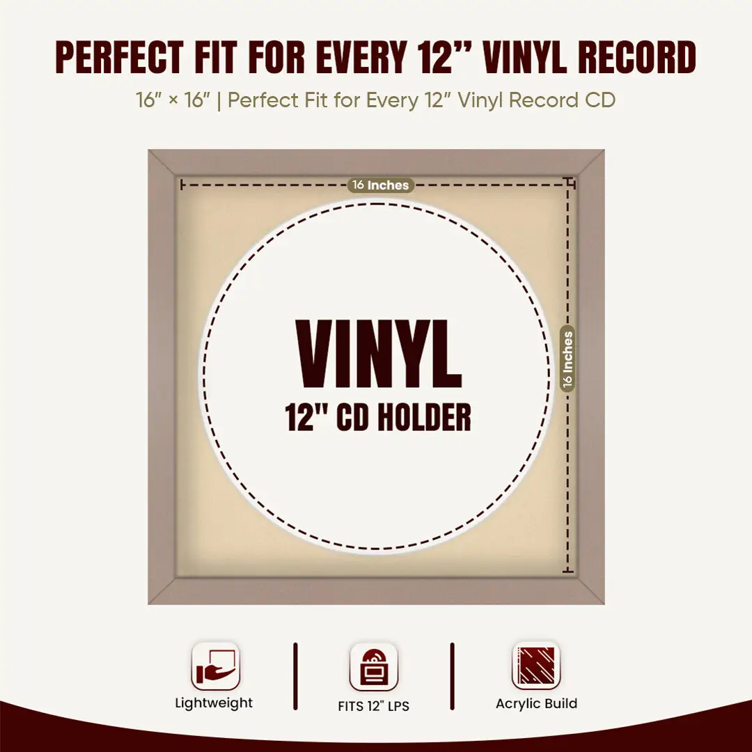 16x16" Modern Rose Gold Vinyl Record Frame With Ivory Mount For 12" LP Discs | Elegant Frame For Music Lovers thumbnail 3