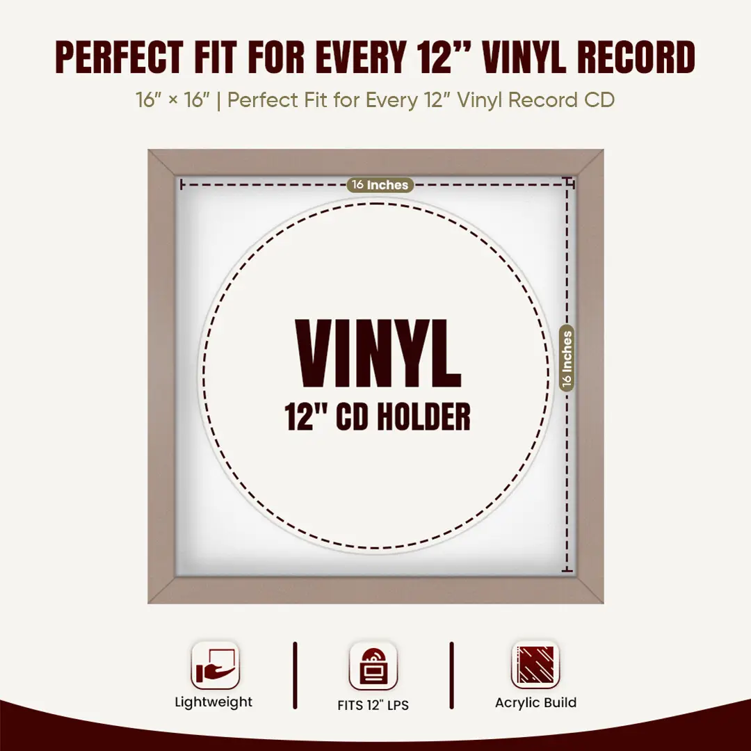 16x16" Modern Rose Gold Vinyl Record Frame With Ice White Mount For 12" LP Discs | Elegant Frame For Music Lovers thumbnail 3