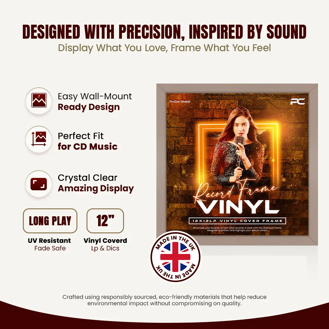 12x12" Modern Vinyl Record Frame For 12" LP Album Covers | Premium Wall Frame For Music Lovers thumbnail 8