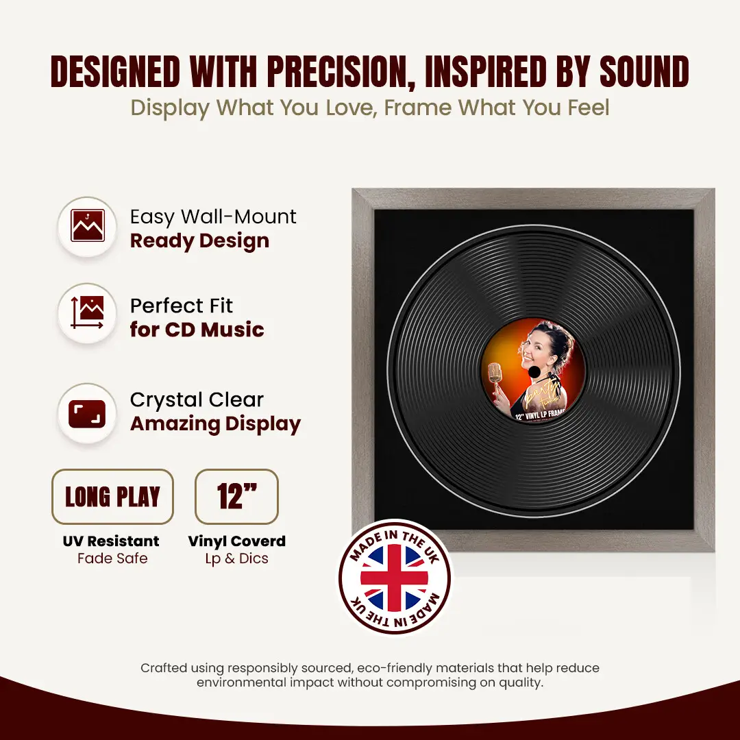 16x16" Modern Aluminium Vinyl Record Frame With Black Mount For 12" LP Discs | Contemporary Wall Display thumbnail 8