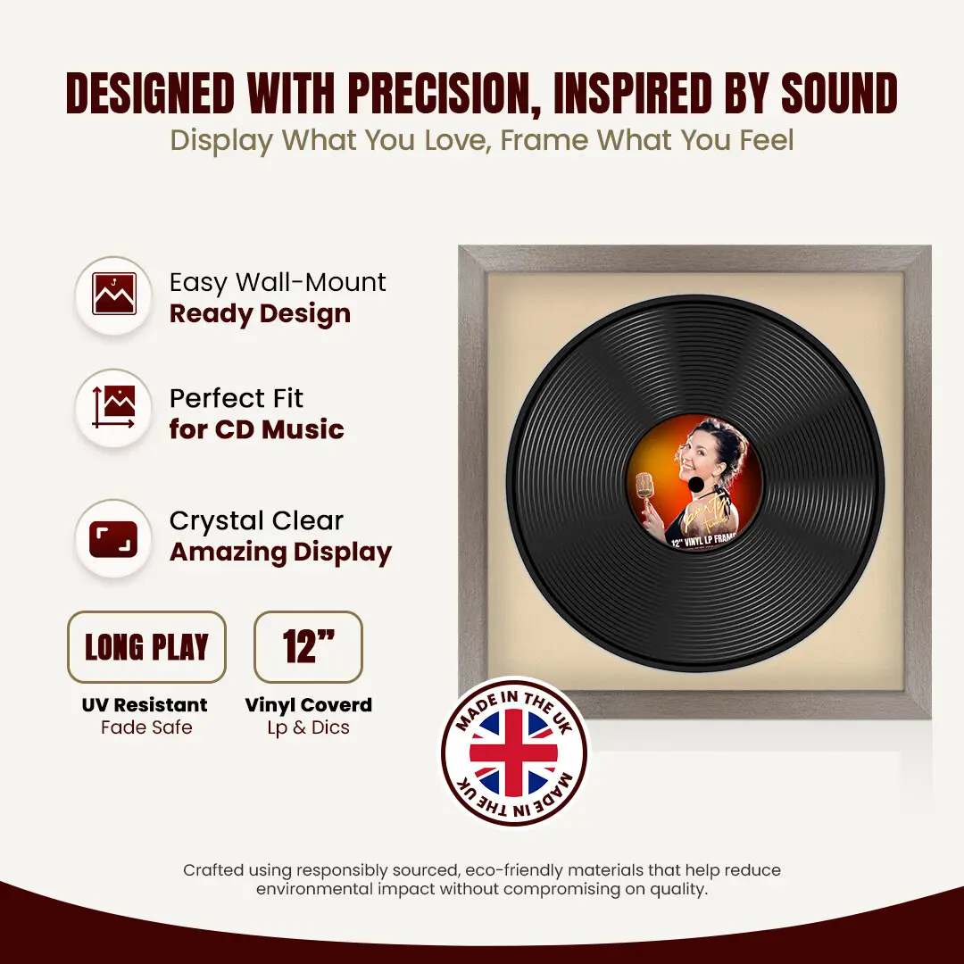 16x16" Modern Aluminium Vinyl Record Frame With Ivory Mount For 12" LP Discs | Elegant Frame For Music Lovers thumbnail 8