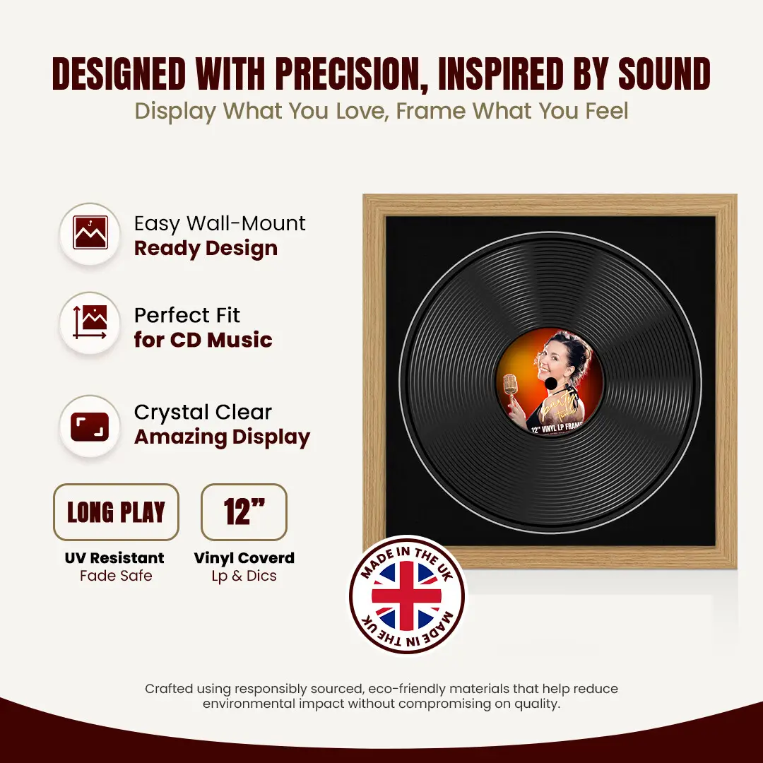 16x16" Modern Light Oak Vinyl Record Frame With Black Mount For 12" LP Discs | Contemporary Wall Display thumbnail 8