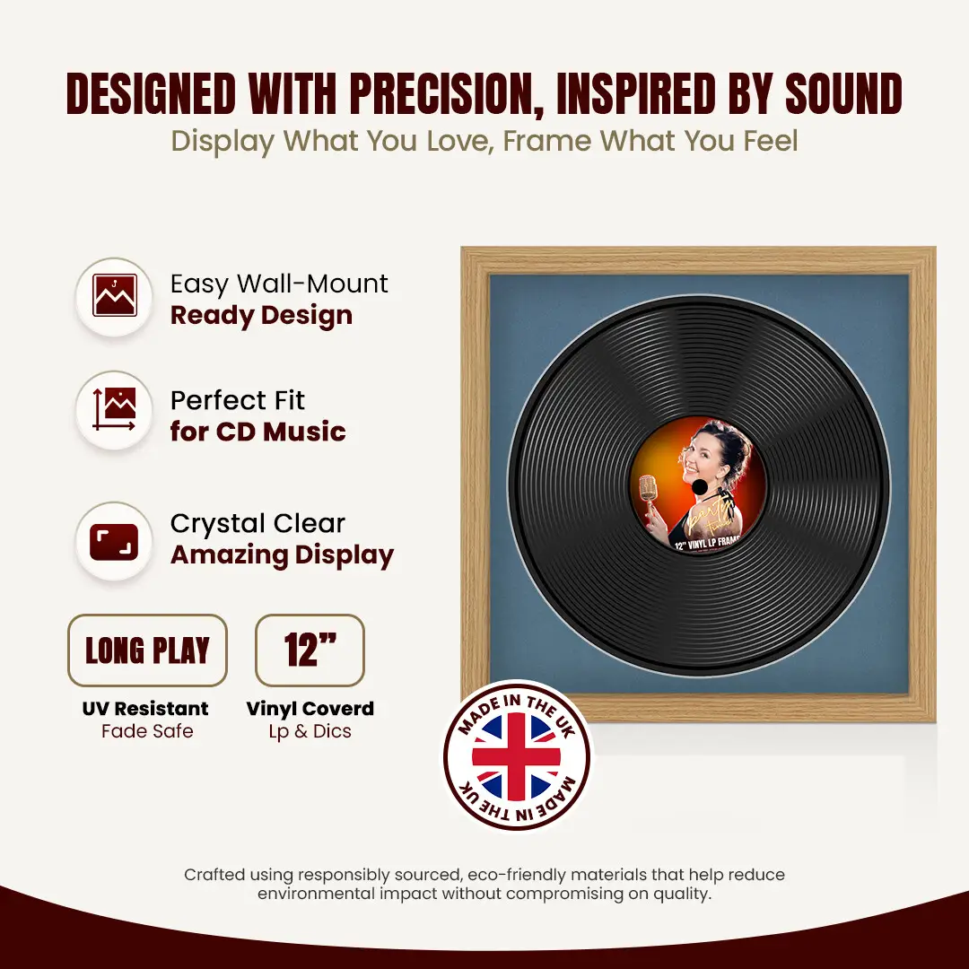 16x16" Modern Vinyl Record Frame With Pompador Mount For 12" LP Discs | Contemporary Wall Display thumbnail 8