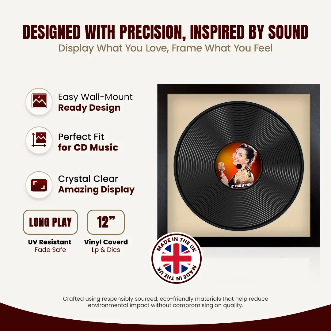 16x16" Modern Matte Black Vinyl Record Frame With Ivory Mount For 12" LP Discs | Premium Wall Frame For Music Enthusiasts thumbnail 8