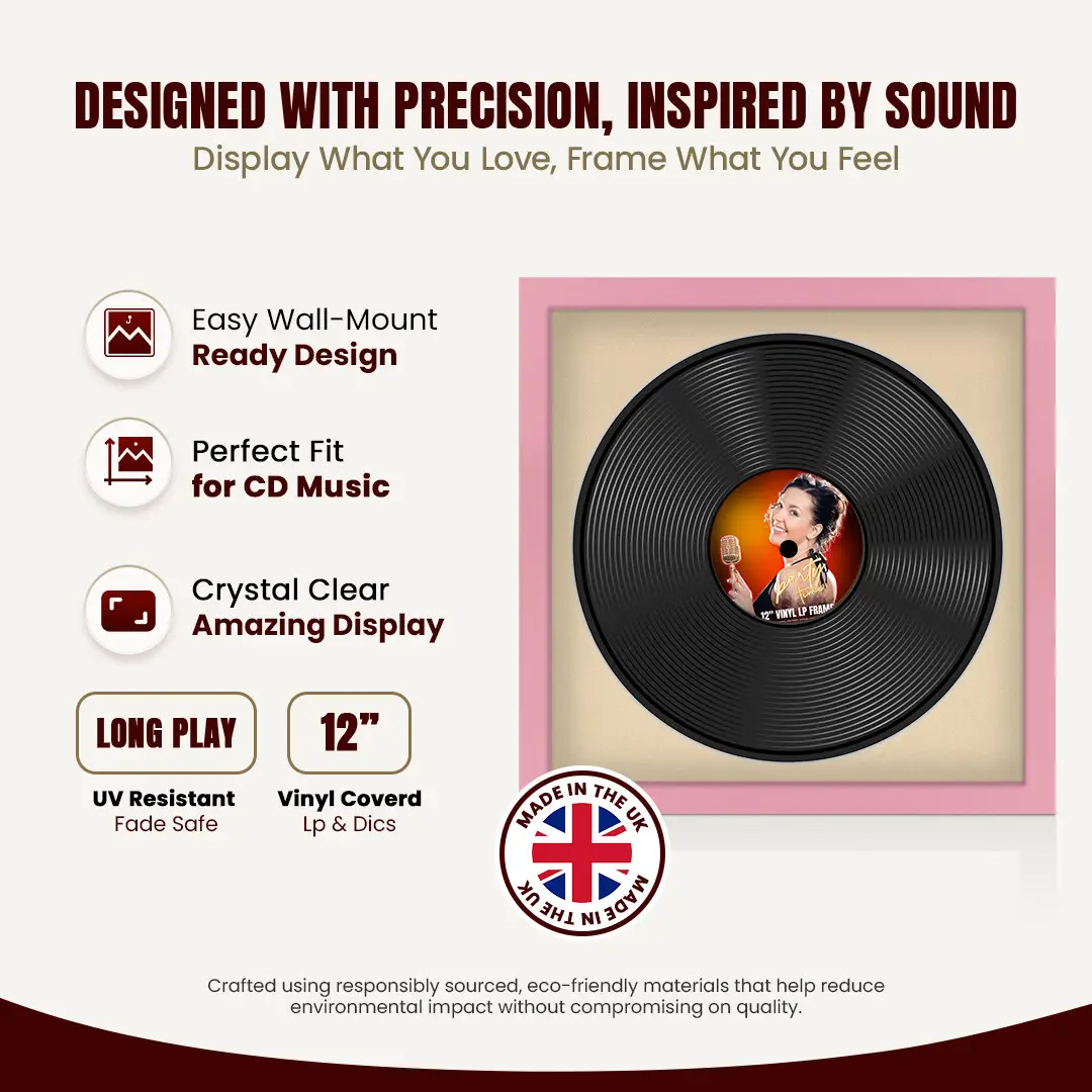 16x16" Modern Pastel Pink Vinyl Record Frame With Ivory Mount For 12" LP Discs | Premium Wall Frame For Music Enthusiasts thumbnail 8