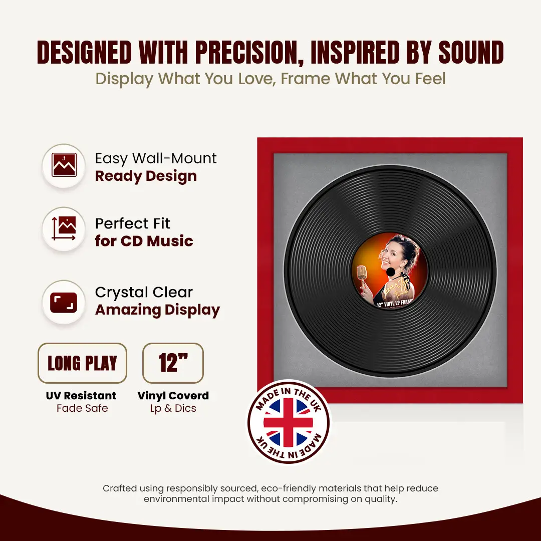 16x16" Modern Vinyl Record Frame With Black Mount For 12" LP Discs | Premium Wall Frame For Music Enthusiasts thumbnail 8