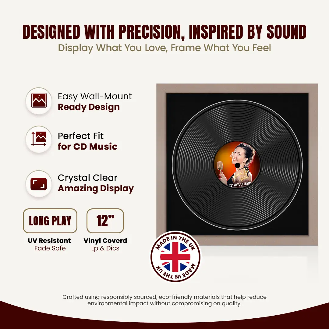 16x16" Modern Vinyl Record Frame With Black Mount For 12" LP Discs | Contemporary Wall Display thumbnail 8