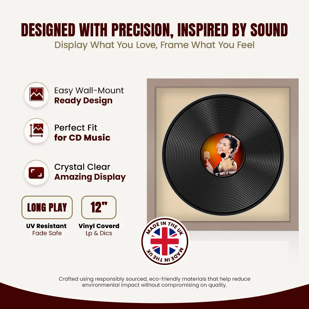 16x16" Modern Rose Gold Vinyl Record Frame With Ivory Mount For 12" LP Discs | Elegant Frame For Music Lovers thumbnail 8